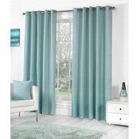 Fusion - Sorbonne - 100% Cotton Pair of Eyelet Curtains - 90" Width x 72" Drop (229 x 183cm) in Duck Egg
