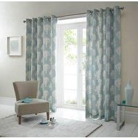 Fusion - Woodland Trees - 100% Cotton Pair of Eyelet Curtains - 46" Width x 72" Drop (117 x 183cm) in Duck Egg