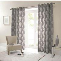 Woodland Trees Charcoal Eyelet Curtains 100% Cotton