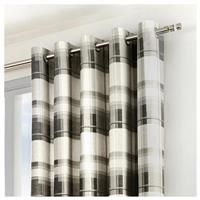 Fusion - Balmoral Check - 100% Cotton Ready Made Pair of Eyelet Curtains - 46" Width x 54" Drop (117 x 137cm) in Slate