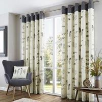 Fusion - Idaho - 100% Cotton Ready Made Eyelet Curtains - 66" Width x 72" Drop (168 x 183cm) in Charcoal Grey