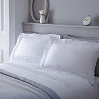 Serene Renaissance Lace Trim Duvet Cover Set, White, Single