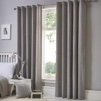 Fusion - Sorbonne - 100% Cotton Pair of Eyelet Curtains - 46" Width x 72" Drop (117 x 183cm) in Silver