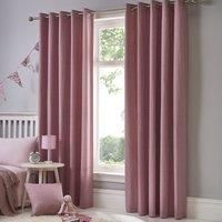Fusion - Sorbonne - 100% Cotton Pair of Eyelet Curtains - 66" Width x 72" Drop (168 x 183cm) in Blush