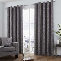 Curtina Camberwell Print Eyelet Lined Curtains, Graphite, 46 x 72 Inch