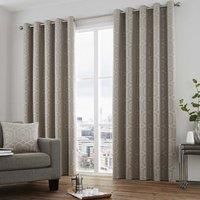 Curtina Camberwell Print Eyelet Lined Curtains, Stone, 66 x 54 Inch