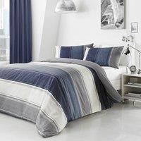 Fusion Betley-Classic Wide Stripe Duvet Cover Set, Polyester-Cotton, Blue, Double