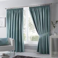 Fusion - Duck Egg Blue Blackout Curtains W46 x L90" (117 x 229cm) - Pencil Pleat Curtains in Blue - 2x Panels - Thermal Curtains for Bedroom & Living Room - Pleated Curtains and Drapes in Duck Egg