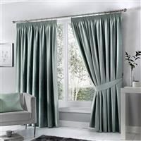 Fusion - Dijon - Blackout / Thermal Insulated Pair of Pencil Pleat Curtains - 66" Width x 90" Drop (168 x 229cm) in Duck Egg