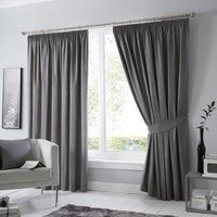 Fusion - Dijon - Blackout / Thermal Insulated Pair of Pencil Pleat Curtains - 66" Width x 90" Drop (168 x 229cm) in Charcoal