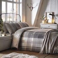 Dreams & Drapes Colville Check-100% Brushed Duvet Cover Set, 100% Cotton, Grey, King