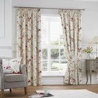 Fusion - Jeannie - 100% Cotton Ready Made Pair of Pencil Pleat Curtains - 66" Width x 90" Drop (168 x 229cm) in Red