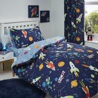 SUPERSONIC Space Glow in the Dark Reversible Duvet Cover Set Bedding Range Blue