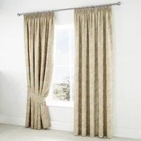 Serene - Jasmine - Ready Made Lined Pencil Curtains with Tie-backs - 66" Width x 72" Drop (167 x 182cm), Champagne Gold