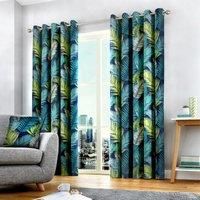 Fusion Home Furnishings Tropical-100 Pair of Eyelet, Cotton, Multicolour, Curtains: 46" Width x 72" Drop (117 x 183cm)