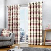 Fusion - Balmoral Check - 100% Cotton Pair of Eyelet Curtains - 46" Width x 54" Drop (117 x 137cm) in Blush