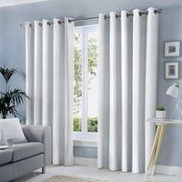 Fusion - Sorbonne - 100% Cotton Pair of Eyelet Curtains - 66" Width x 90" Drop (168 x 228cm) in White