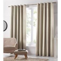 Fusion - Freya - 100% Cotton Pair of Eyelet Curtains - 46" Width x 54" Drop (117 x 137cm) in Natural