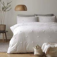 Appletree Dot Garden-Duvet Cover Set, Cotton, White with White Spots, Single