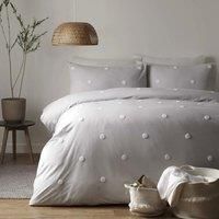 Appletree Dot Garden-Duvet Cover Set, 100 Percent Cotton, Silver with White Spots, Single