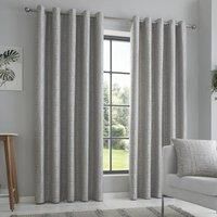 Curtina Lowe-Jaquard Pair of Eyelet Curtains, Polyester, Charcoal, 46" Wide x 72" Drop (117 x 183cm)
