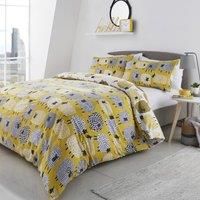 Fusion Dotty Sheep Print Reversible Duvet Cover Set, Ochre, Double