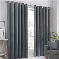 Block-Out Eyelet Curtains Plain Thermal Dim-Out Ready Made Ring Top Curtain Pair