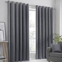 Charcoal Grey Thermal Blockout Light Reducing Eyelet Top Ring Top Curtains Pair