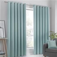 Duck Egg Eyelet Curtains Block-Out Thermal Ready Made Ring Top Curtain Pairs