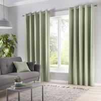 Fusion Sorbonne 100% Cotton Eyelet Lined Curtains, Green, 46 x 54 Inch, Polycotton, W117cm (46") x D137cm (54")