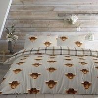 Fusion - Highland Cow - Easy Care Duvet Cover Set - Super-King Bed Size in Ochre