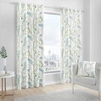 Fusion Fernworthy Leaf Print 100% Cotton Eyelet Lined Curtains, Green, 66 x 54 Inch, 52% Polyester / 48%, W168cm (66") x D137cm (54")