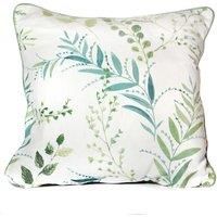 Green Eyelet Curtains Fern Leaf Cotton Ready Made Lined Ring Top Curtain Pairs