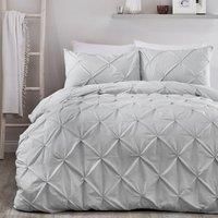 Serene LARA Pleated Duvet Cover Set Bedding - White Pink Grey Silver Duck Egg