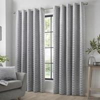 Curtina Kendal-Jacquard Pair of Eyelet Curtains, Silver, 46" Width x 54" Drop (117 x 137cm)