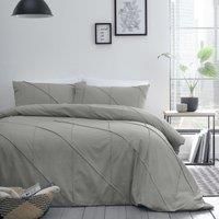 Serene Dart Pleated Boutique Duvet Cover Set, Grey, Double