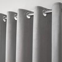 Laurence Llewelyn-Bowen Montrose-Blackout Velvet Pair of Eyelet Curtains, Silver, 46" Width x 72" Drop (117 x 183cm)