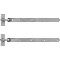 GateMate Adjustable Band & Hook on Plate 750mm Galvanised (2 Pack) in Silver Galvanised Steel