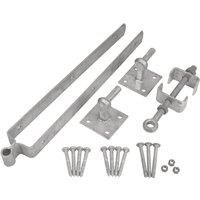 GATEMATE Field Gate Adjustable Hinge Set/Hooks on Plate 24" (600mm) Galvanised
