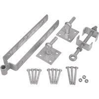 GATEMATE Field Gate Adjustable Hinge Set/Hooks on Plate 18" (450mm) Galvanised