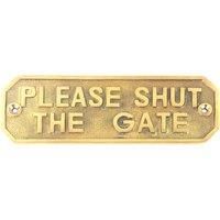 Gatemate Gate Sign 160 x 55mm "Please Shut The Gate" - Brass