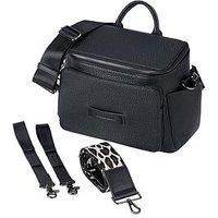 baba bing Cross Body Tumble Leather Changing Bag - Leather Black - Vegan Baby Changing Bags | Convertible Design Baby Nappy Bag | Nappy Changing Bags - Crossbody/Hand-Held Diaper Bag