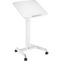 Properav Mobile Sit-Stand Tilting Desk Workstation 600x520mm Gas Spring Height Adjust 758-1128mm with Pedal for Windows & Mac Laptops inc Dell, BenQ, HP, Samsung, MacBook, Lenovo - White