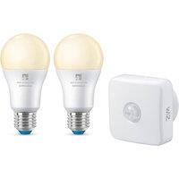 4LITE WiZ Connected Twin Smart LED Bulbs with PIR Sensor - E27, A60, Warm White