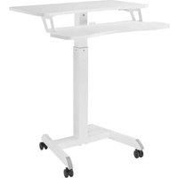 Properav Mobile Two Tier Sit-Stand Desk Workstation 800x400mm Gas Spring Height Adjust 800-1200mm using Pedal with Keyboard Tray for Windows & Mac Monitors & Laptops inc Dell, BenQ, HP etc -White