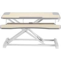 Properav Mobile Two Tier Stand Up Desk Converter Workstation 110-505mm gas Spring Height Adjust with Keyboard Tray for Windows & Mac Monitors & Laptops such as Dell, BenQ, HP, MacBook, Lenovo – White