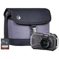 Pentax WG-1000 16.35MP 4x Zoom Digital Camera Combo - Grey