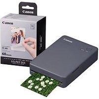 Canon Selphy Qx20 Instant Photo Printer Including 60 Shot Print Media - Dark Grey