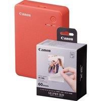 Canon Selphy Qx20 Instant Photo Printer Including 60 Shot Print Media - Terracotta Red