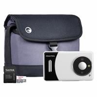 Praktica Dz13 Digital Camera 13Mp 18X Zoom Inc Shoulder Bag & 64Gb Micro Sd Card - White, White